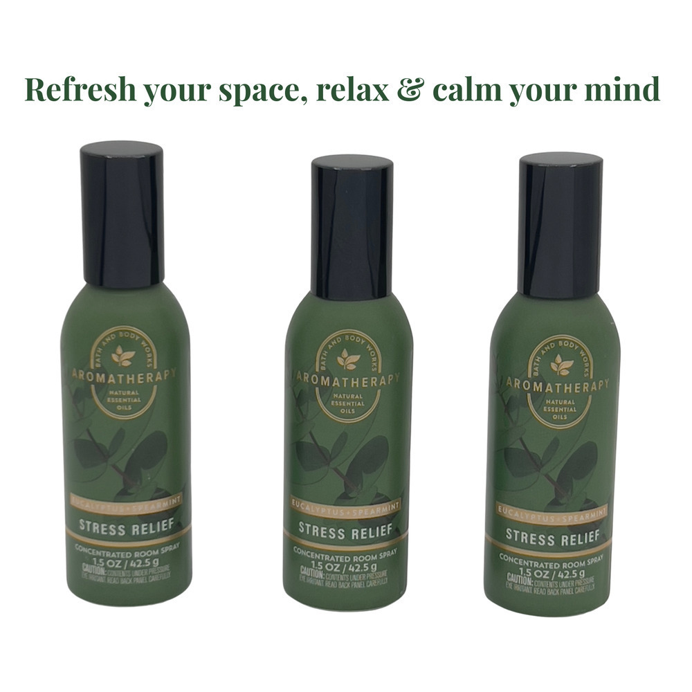 3 Bath & Body Works Stress Relief Eucalyptus Spearmint Concentrated Room Spray - Picture 1 of 3